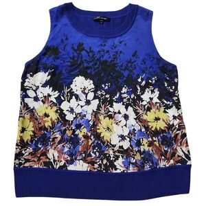 St. John Abstract Floral Wool Silk Cashmere sz S Sleeveless Top